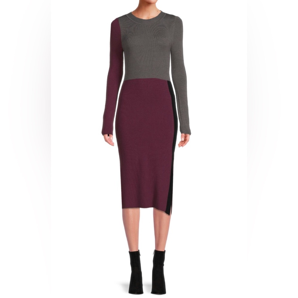 Colorblock Long Sleeve Midi Dress